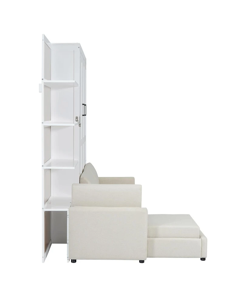Streamdale Furniture Queen Size Murphy Bed Wall Bed with Sofa and Shelves