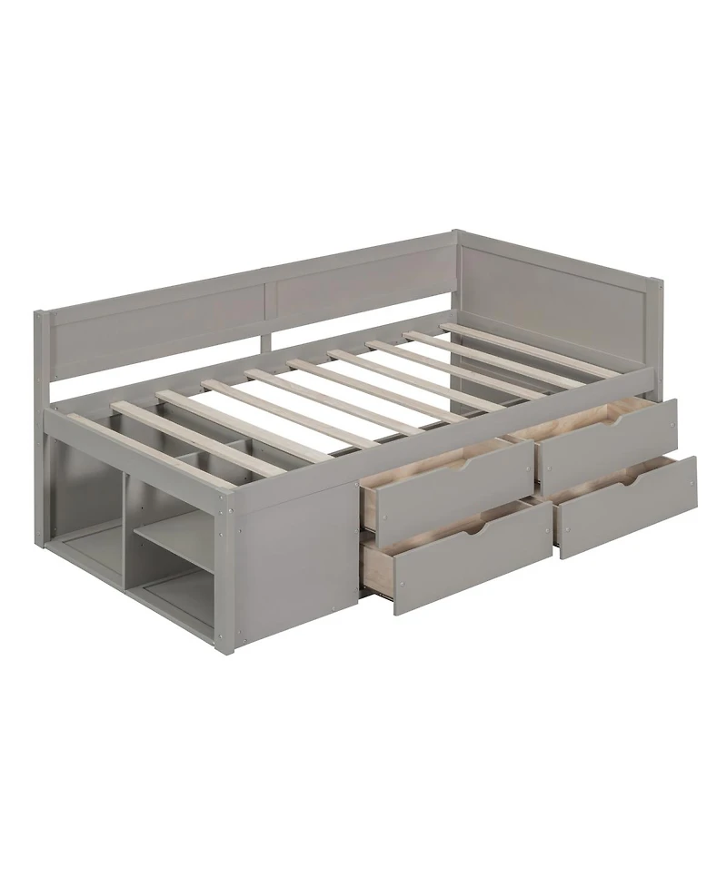 Streamdale Furniture Twin Daybed with Drawers and Shelves