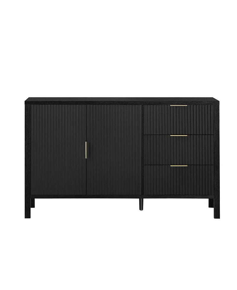 Streamdale Furniture Modern Wave-Pattern Sideboard with 3 Drawers & Hooks