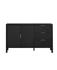 Streamdale Furniture Modern Wave-Pattern Sideboard with 3 Drawers & Hooks