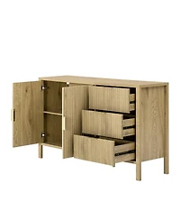 Streamdale Furniture Modern Wave-Pattern Sideboard with 3 Drawers & Hooks
