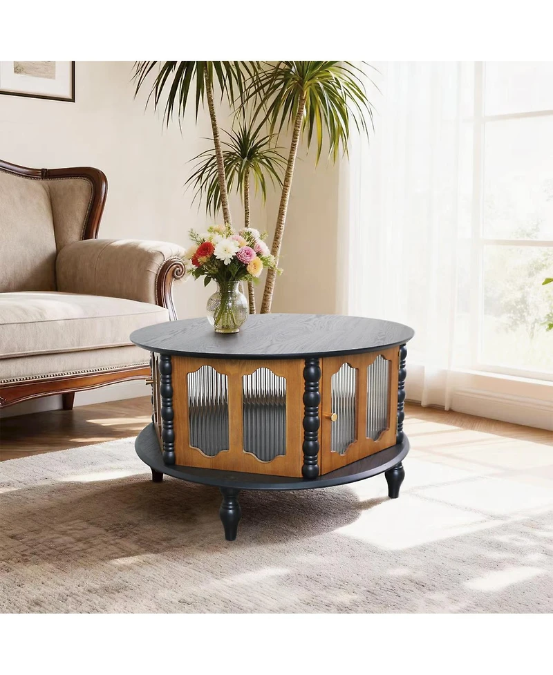 Streamdale Furniture 31.5" Round 3-Door Storage Coffee Table