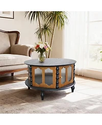 Streamdale Furniture 31.5" Round 3-Door Storage Coffee Table