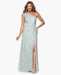 Xscape Petite 3D Flower One Shoulder Ball Gown