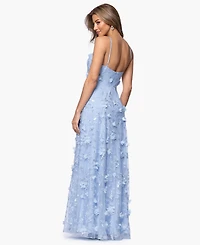 Xscape Petite 3D Embroidery Halter Neck Ball Gown