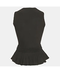 Pre-Owned Alexander Mcqueen Women's Black Stretch Knit Flared Top