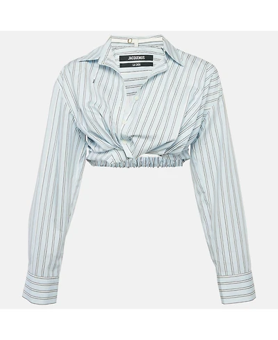 Pre-Owned Jacquemus Women's La Casa Blue/white Stripe Cotton Shirt