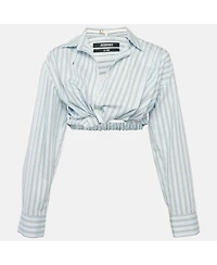 Pre-Owned Jacquemus Women's La Casa Blue/white Stripe Cotton Shirt