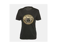 Pre-Owned Versace Women's Black Medusa Embroidered Jersey T-Shirt