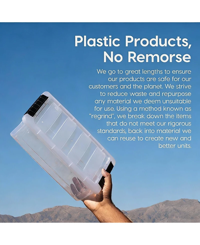 Yigii Clear Plastic Storage Bins with Latches - 6 Pack