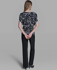 Karl Lagerfeld Paris Women's Cut and Sew Crew Neck Top