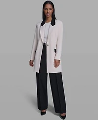 Karl Lagerfeld Paris Womens Notch Lapel Collar Jacket Mid Rise Pants
