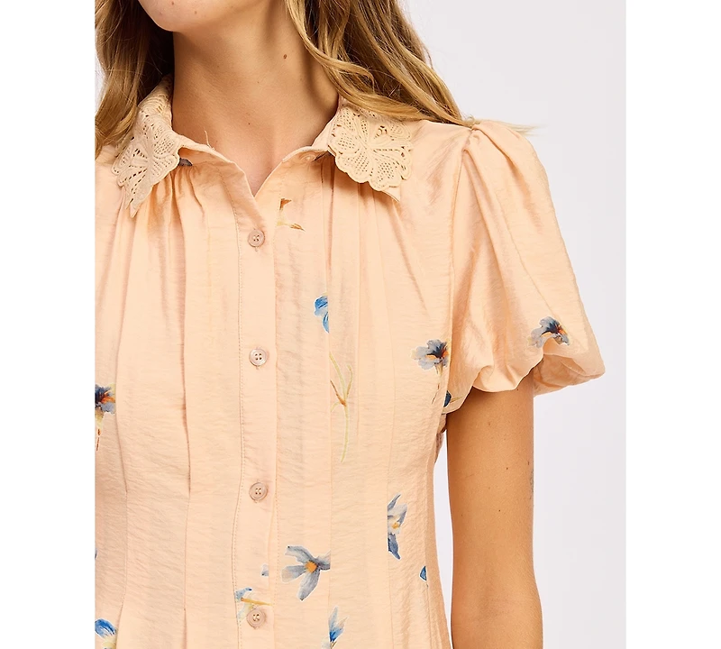 En Saison Women's Carrera Collared Mini Shirt Dress