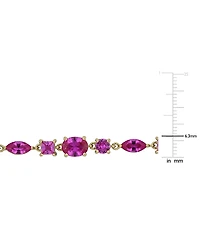 Macy's Pink Sapphire (16-7/8 ct. t.w.) Multi-Shape Necklace in 18k Gold Flash Plated Sterling Silver