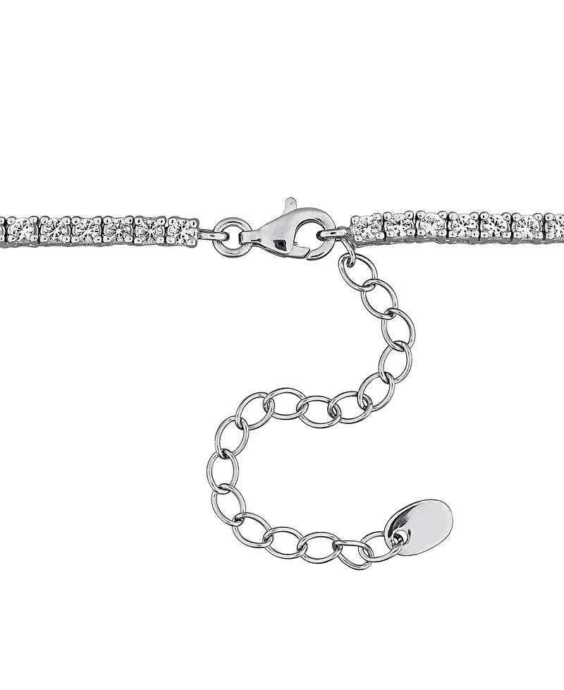 Macy's Sapphire (7/8 ct. t.w.) and White (5-7/8 Floral Necklace Sterling Silver