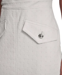 Tommy Hilfiger Women's Short-Sleeve Wicker Weave Shift Dress