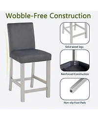 Streamdale Furniture Counter Height Chairs Set for 4, Padded Seat Barstool for Dining Room, Silver Gray