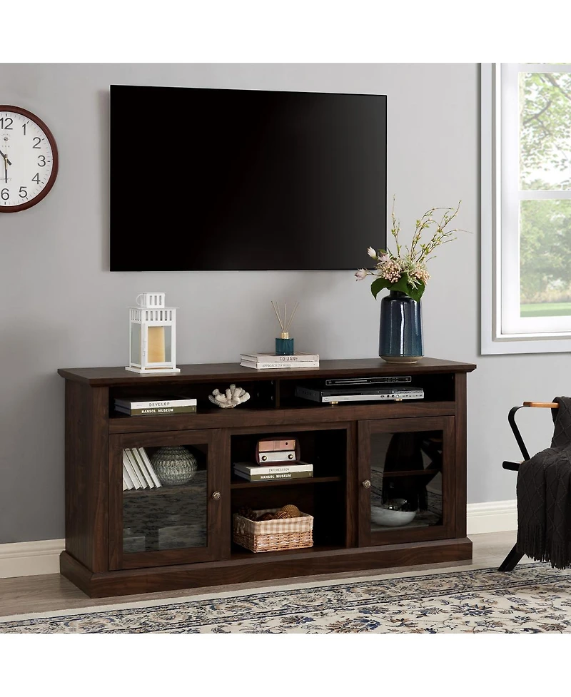 Streamdale Furniture Modern Farmhouse Tv Stand for up to 65" TVs, Brown 60"W