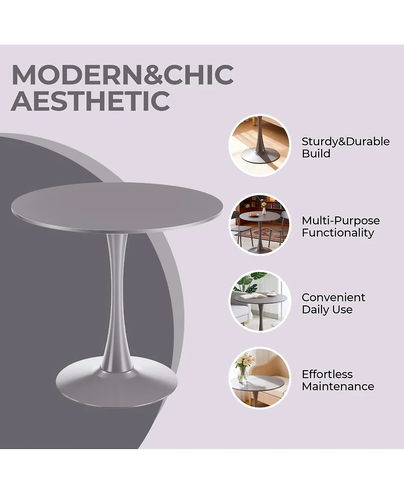 Streamdale Furniture 31.5" Gray Tulip Dining Table for 2-4 People