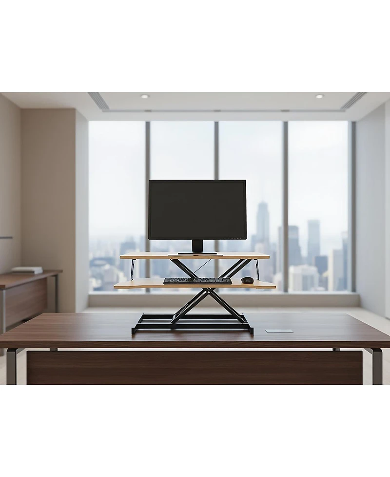 Streamdale Furniture 32" Height Adjustable Sit-Stand Desk Converter for Dual Monitors & Laptop