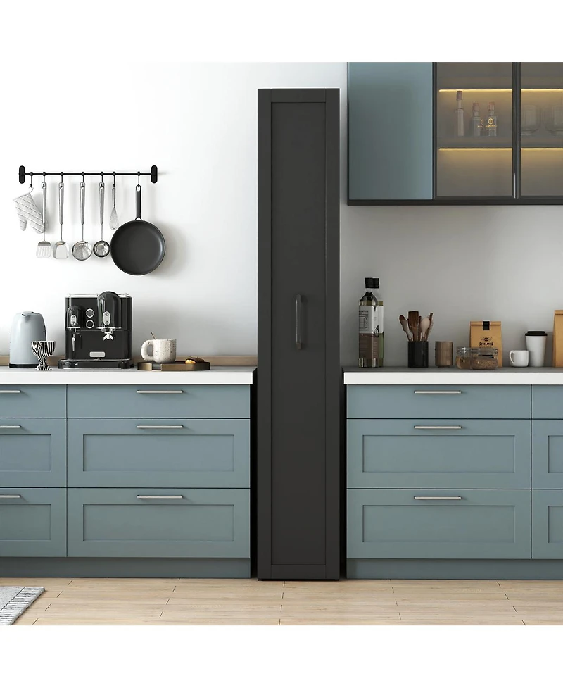 Streamdale Furniture Black Large Slim Storage Cart with Handle & Wheels