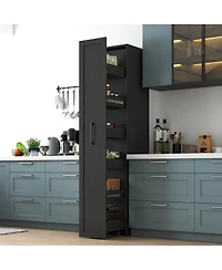 Streamdale Furniture Black Large Slim Storage Cart with Handle & Wheels