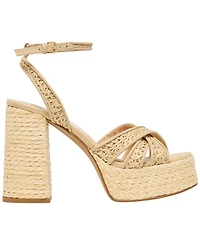 Dolce Vita Women's Danila Two-Piece Block Heel Raffia Dress Sandals