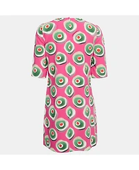 Pre-Owned Dolce & Gabbana Women's Pink Sicily Cupcake Print Silk Mini Dress