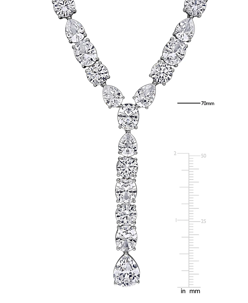Macy's White Sapphire (118 ct. t.w.) Lariat Necklace in Sterling Silver