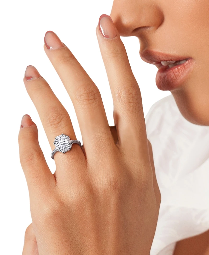 Macy's Moissanite (2-5/8 ct. t.w.) Multi-Cluster Ring Sterling Silver