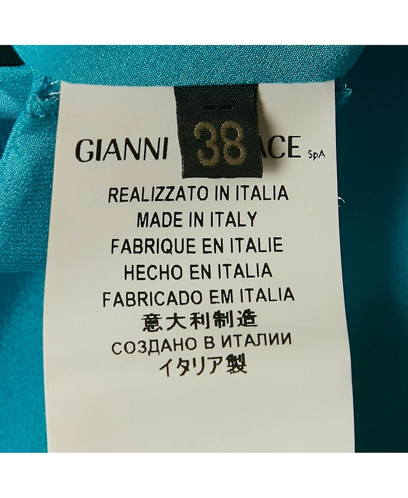 Pre-Owned Versace Women's Blue Tulle Ruche One-Shoulder Midi Dress