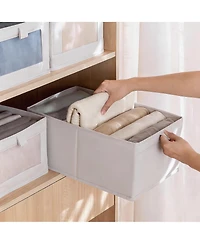 Yigii 4 Pack Foldable Linen Storage Bins with Clear Window for Multi-Purpose Use