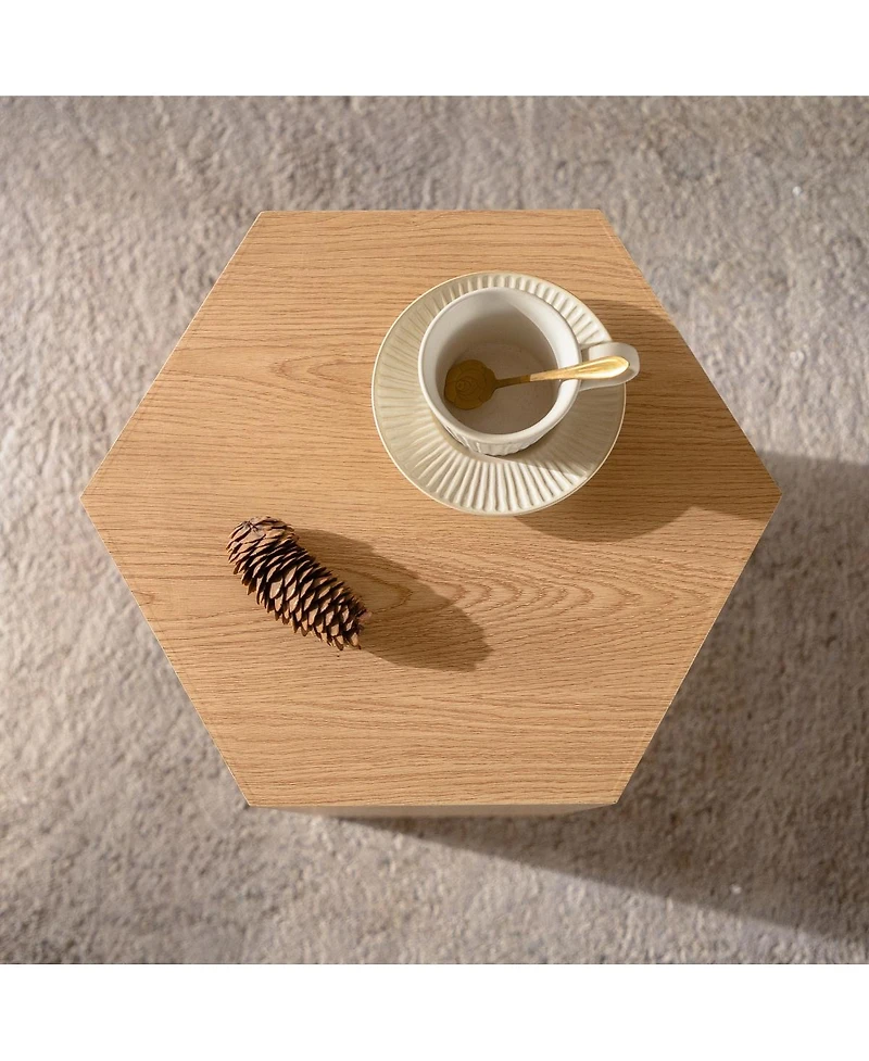 Streamdale Furniture Streamdale Hexagon Wood Grain Coffee Table - Modern End Table for Small Spaces (15.75"x13.58"x18.9