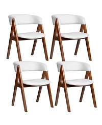 Costway Dining Chairs Mid-Century Upholstered Kitchen Armchairs with Padded Seat