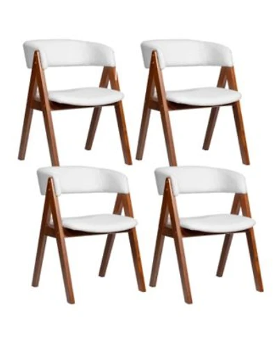Costway Dining Chairs Mid Century Upholstered Kitchen Armchairs With Padded Seat