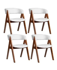 Costway Dining Chairs Mid Century Upholstered Kitchen Armchairs With Padded Seat