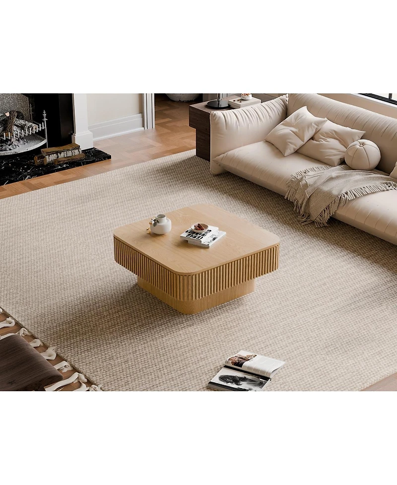 Streamdale Furniture 31.5" Solid Wood Veneered Modern Coffee Table with Storage