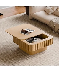 Streamdale Furniture 31.5" Solid Wood Veneered Modern Coffee Table with Storage