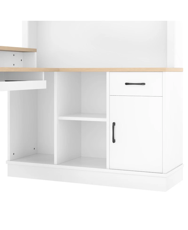 Streamdale Furniture L-Shaped Computer Desk with Outlet, Drawers, Bookshelf, White