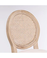 Streamdale Furniture Streamdale French Country Wooden Barstools with Rattan Back & Upholstered Seat, Set of 2