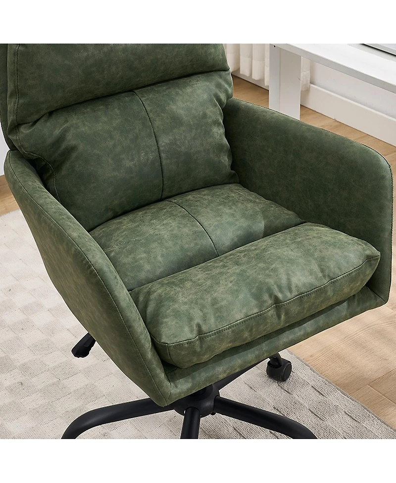 Streamdale Furniture Streamdale Office chair, Black Pu leather, adjustable height, green