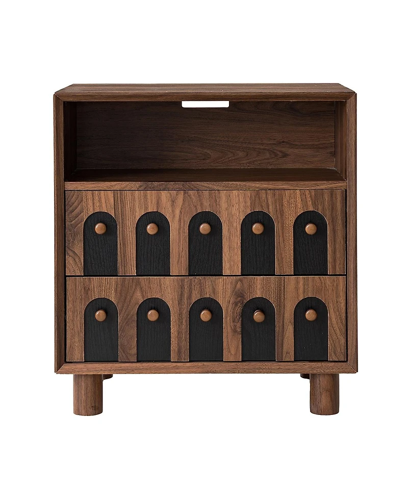 Streamdale Furniture Modern 26" Nightstand w/ Charging Station & 2 Drawers, 23.75" Wide Bedside Table.