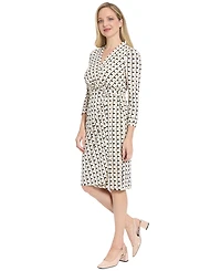 London Times Petite Faux Wrap Midi Dress