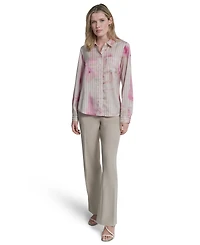Dkny Petite Woven Roll Tab Button-Front Shirt