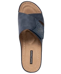 Gc Shoes Women's Savina Embellished Round Toe Wedge Sandals