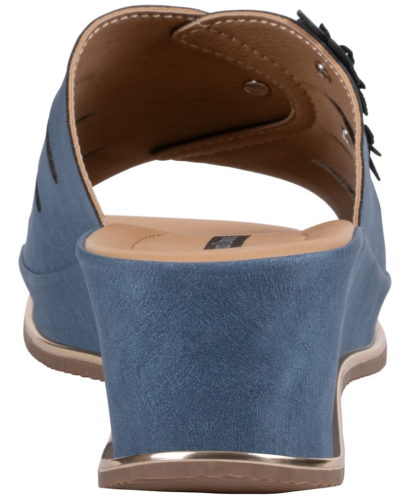 Gc Shoes Women's Sarel Floral Round Toe Wedge Sandals