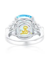 Suzy Levian New York Gala Collection Sterling Silver Elongated Cushion Firework Cut Cubic Zirconia Three Stone Ring