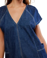 Free People Women's Fall V-Neck Denim Romper