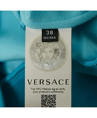 Pre-Owned Versace Men's Blue Logo Embroidered Jersey Sweatshirt