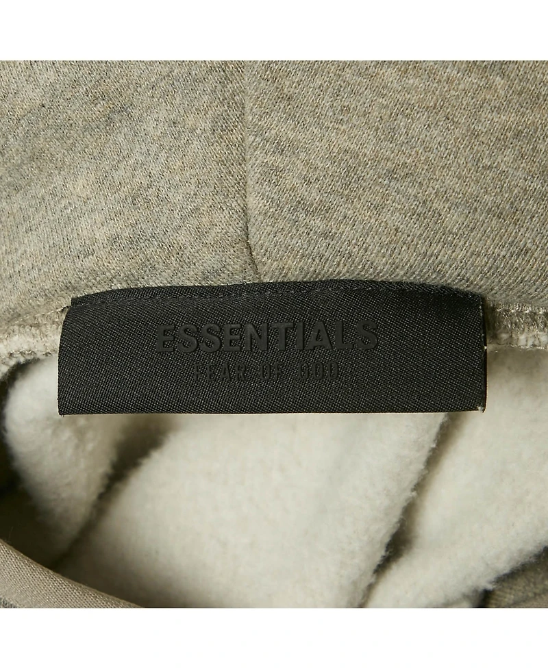 Pre-Owned Fear Of God Men's Pre-Owned Essentials Fear Of God Grey Logo Patch Cotton Hoodie